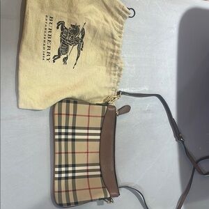 Burberry Beige and Brown Plaid Shoulder Bag
